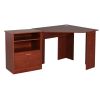 Aosom Corner Workstation L-Shaped Desk with Printer Cabinet Black Home Office