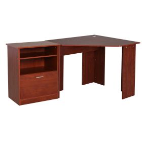 Aosom Corner Workstation L-Shaped Desk with Printer Cabinet Black Home Office