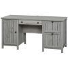 HOMCOM Vintage Executive Computer Desk with Cabinet 3 Drawers for Files Home Office Workstation Grey