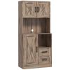HOMCOM 71" Kitchen Pantry Storage Cabinet, Farmhouse Kitchen Hutch with Microwave Oven Countertop, Adjustable Shelves, Gray