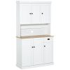 HOMCOM 71" Buffet with Hutch, Modern Kitchen Pantry Cabinet Storage with Microwave Oven Countertop, Drawer and Cupboard, White