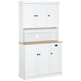 HOMCOM 71" Buffet with Hutch, Modern Kitchen Pantry Cabinet Storage with Microwave Oven Countertop, Drawer and Cupboard, White