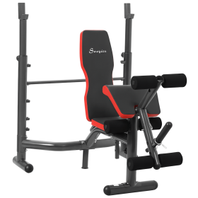 Press Bench, Heavy Duty Multiple Function Workout Adjustable Bench with Preacher Curl, Leg Developer