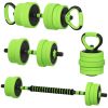 88lbs 4-in-1 Adjustable Weight Dumbbell Set, Barbell, Kettlebell, Push Up Stand, Green