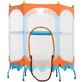 Trampoline for Kids, 4.6FT Mini Toddler Trampoline Indoor Outdoor with Handlebar, Safety Enclosure Net, Blue