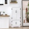 HOMCOM Kitchen Pantry Cabinet Storage. Floor Storage Cabinet, Cupboard Organizer with Adjustable Shelves and 4-Doors, White