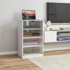 HOMCOM 5-Tier Media Cabinet, Media Stand with Adjustable Shelves, Tempered Glass Doors, and Cable Management, Distressed White