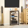 HOMCOM Corner TV Stand Entertainment Center for 29 Inch TVs with Storage Shelves Wooden & Steel Grey for Living Room