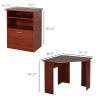 Aosom Corner Workstation L-Shaped Desk with Printer Cabinet Black Home Office