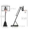 Outdoor Portable Basketball Hoop and Stand with Backboard Weighted Base Wheels, 115.4"-137.8" Height Adjustable