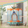 Trampoline for Kids, 4.6FT Mini Toddler Trampoline Indoor Outdoor with Handlebar, Safety Enclosure Net, Blue
