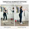 Pilates Bar Kit with Resistance Bands and Foldable Calf Stretch Board, Pilates Equipment for Full Body Workouts, Grey