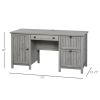 HOMCOM Vintage Executive Computer Desk with Cabinet 3 Drawers for Files Home Office Workstation Grey