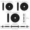 55LBS 2-in-1 Adjustable Barbell & Dumbbells Set, Weights Set with Non-slip Handles for Men and Women Home Gym Training