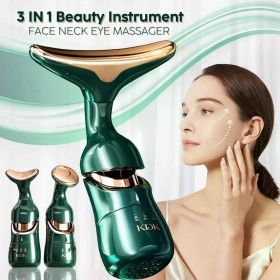 3 In 1 Facial Lifting Device Neck Facial Eye Massage Face Slimmer EMS Beauty Skin Tightening Wrinkle Anti Aging Face Massager (Color: Gold)
