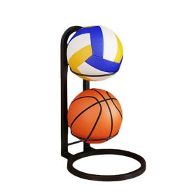 Indoor & Outdoor Basketball Storage Rack Volleyball Stand Holder (OPTIONS: 2 Layers, Color: Black)
