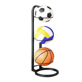 Indoor & Outdoor Basketball Storage Rack Volleyball Stand Holder (OPTIONS: 3 Layers, Color: Black)