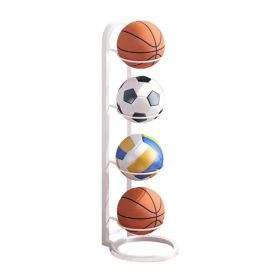 Indoor & Outdoor Basketball Storage Rack Volleyball Stand Holder (OPTIONS: 4 Layers, Color: White)