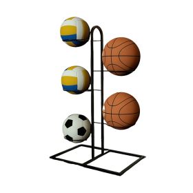Indoor & Outdoor Basketball Storage Rack Volleyball Stand Holder (OPTIONS: 5 Layers, Color: Black)