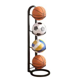Indoor & Outdoor Basketball Storage Rack Volleyball Stand Holder (OPTIONS: 4 Layers, Color: Black)
