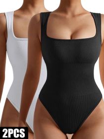 2 Pack Womens, One Piece Jumpsuits For Women, Ribbed Workout Tops For Women Clothing, Seamless Tank Tops Rompers (Color: 2PACK6, size: L)