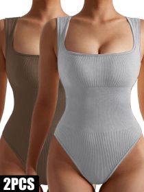 2 Pack Womens, One Piece Jumpsuits For Women, Ribbed Workout Tops For Women Clothing, Seamless Tank Tops Rompers (Color: 2PACK3, size: S)