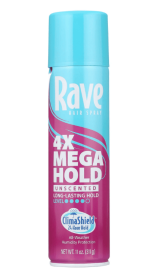 Rave 4X Mega Hold Hair Spray, All-Weather Protection with Vitamin-Rich Formula, 11 oz (Rave 4X: Rave 4X)